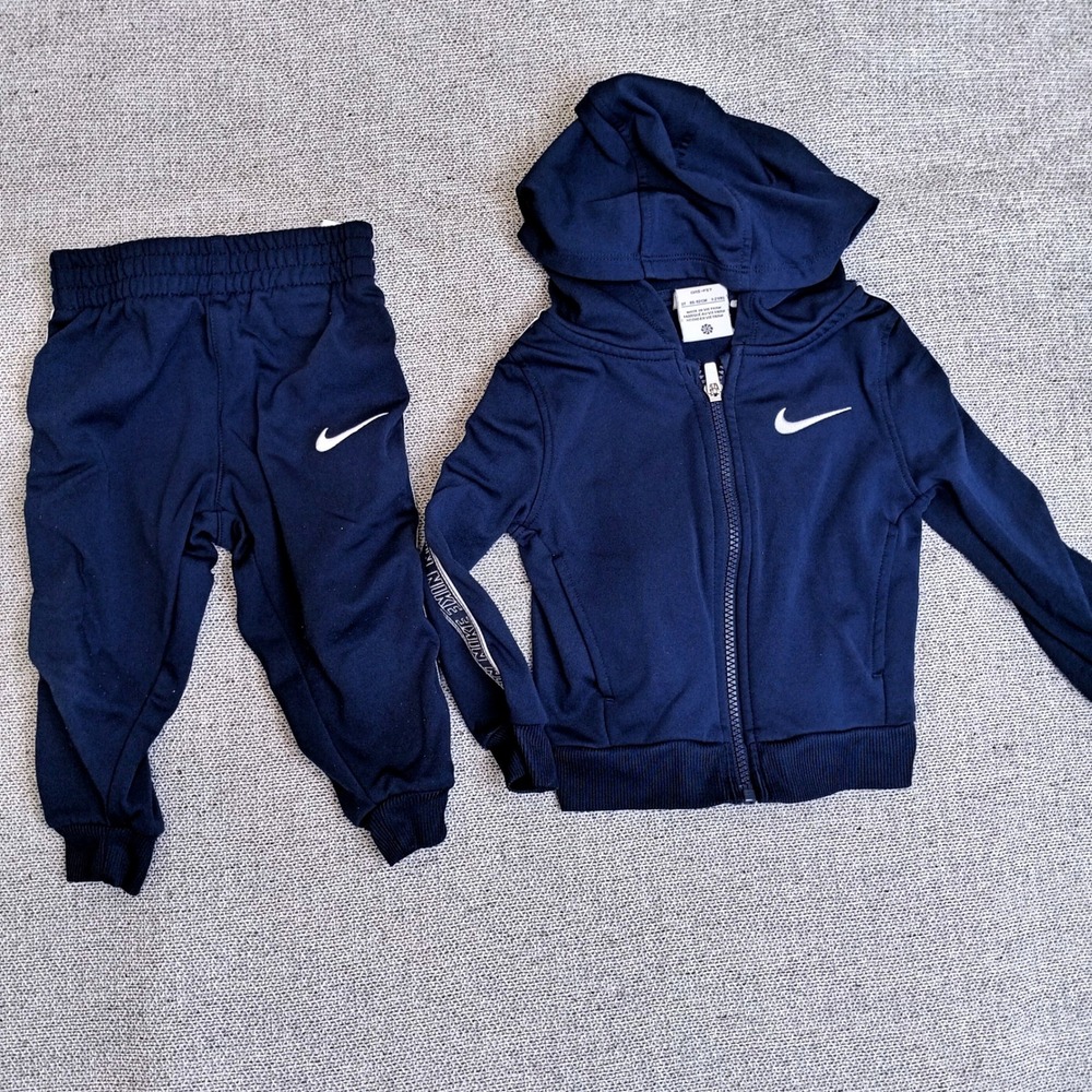 Nike Tracksuit Set Toddler 2T Navy Blue Excellent Dri-FIT Logo Tape Hoodie Pants